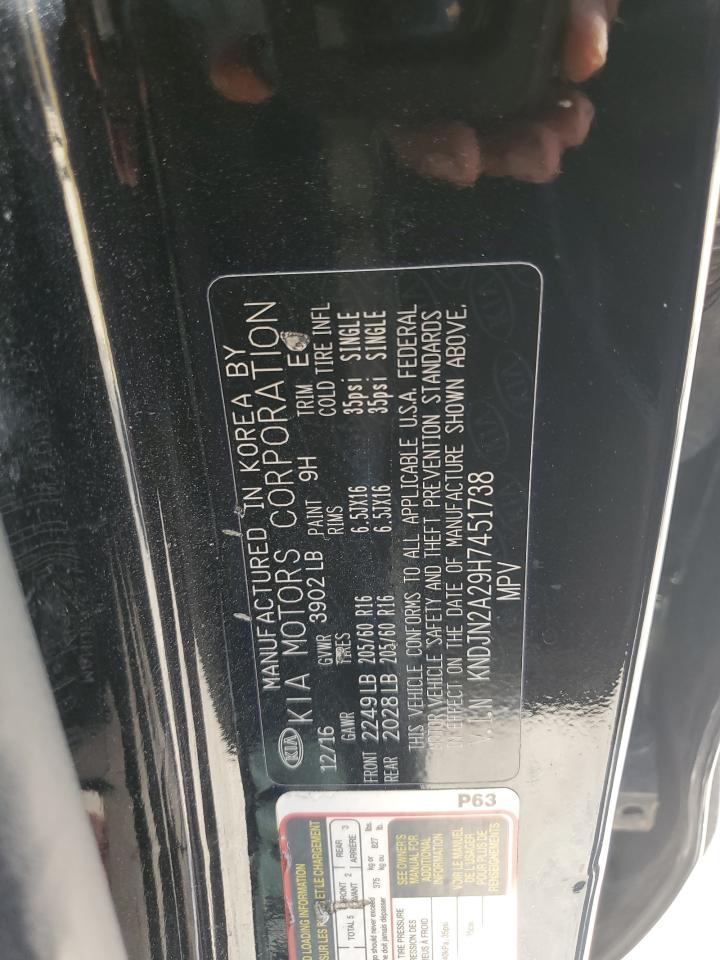 2017 Kia Soul VIN: KNDJN2A29H7451738 Lot: 82167465