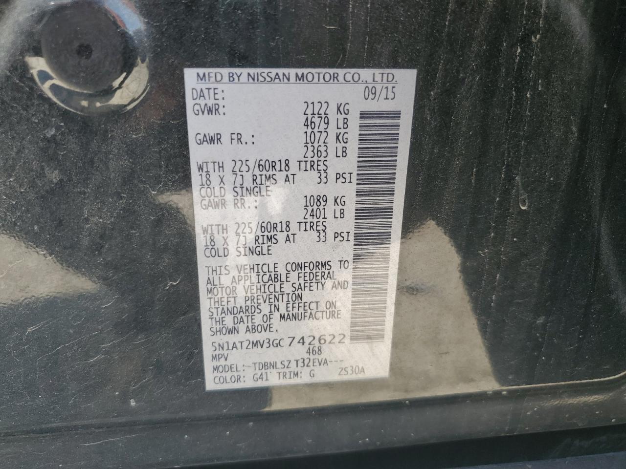 2016 Nissan Rogue S VIN: 5N1AT2MV3GC742622 Lot: 80750205