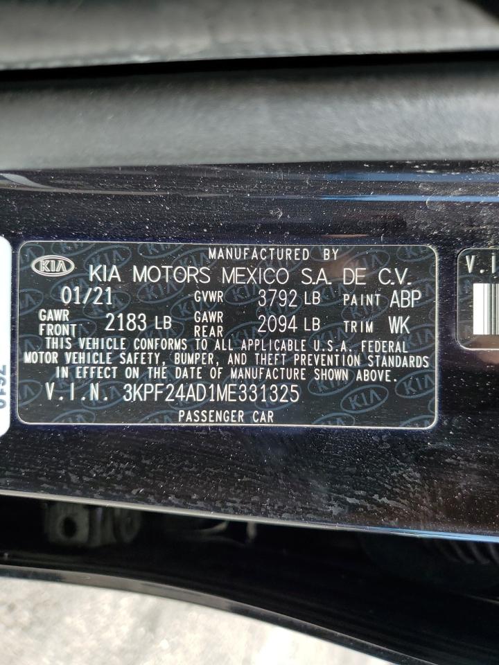 2021 Kia Forte Fe VIN: 3KPF24AD1ME331325 Lot: 83867285