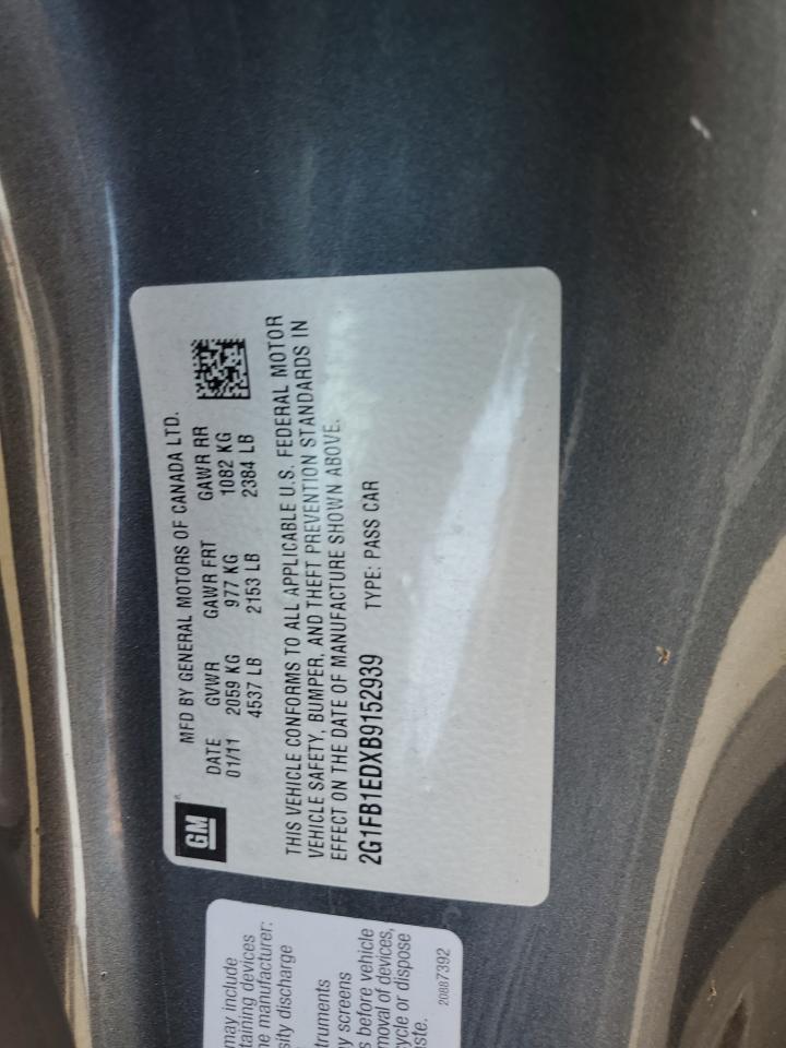 2011 Chevrolet Camaro Lt VIN: 2G1FB1EDXB9152939 Lot: 81725835