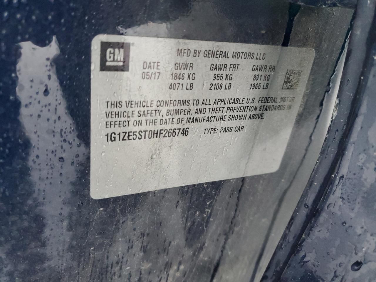 2017 Chevrolet Malibu Lt VIN: 1G1ZE5ST0HF266746 Lot: 84582375