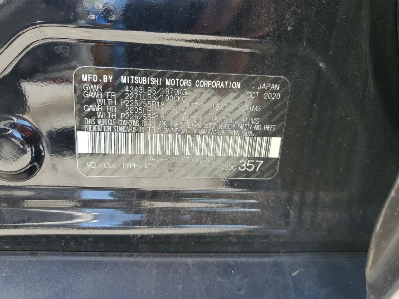 2021 Mitsubishi Outlander Sport Es VIN: JA4ARUAU3MU002742 Lot: 80764945