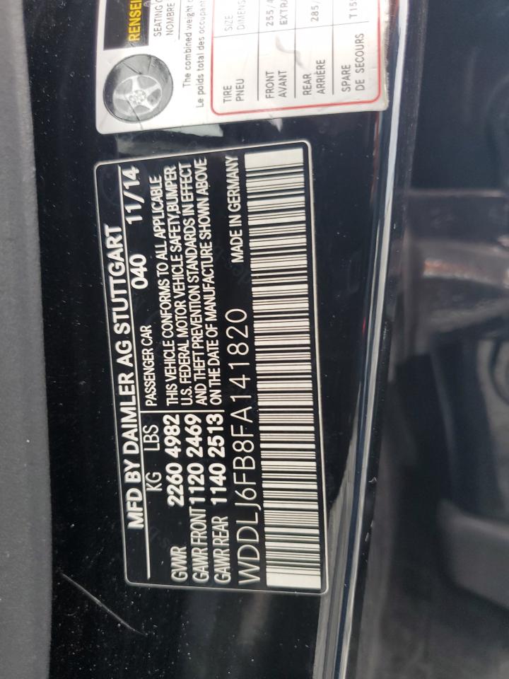 2015 Mercedes-Benz Cls 400 VIN: WDDLJ6FB8FA141820 Lot: 71763575