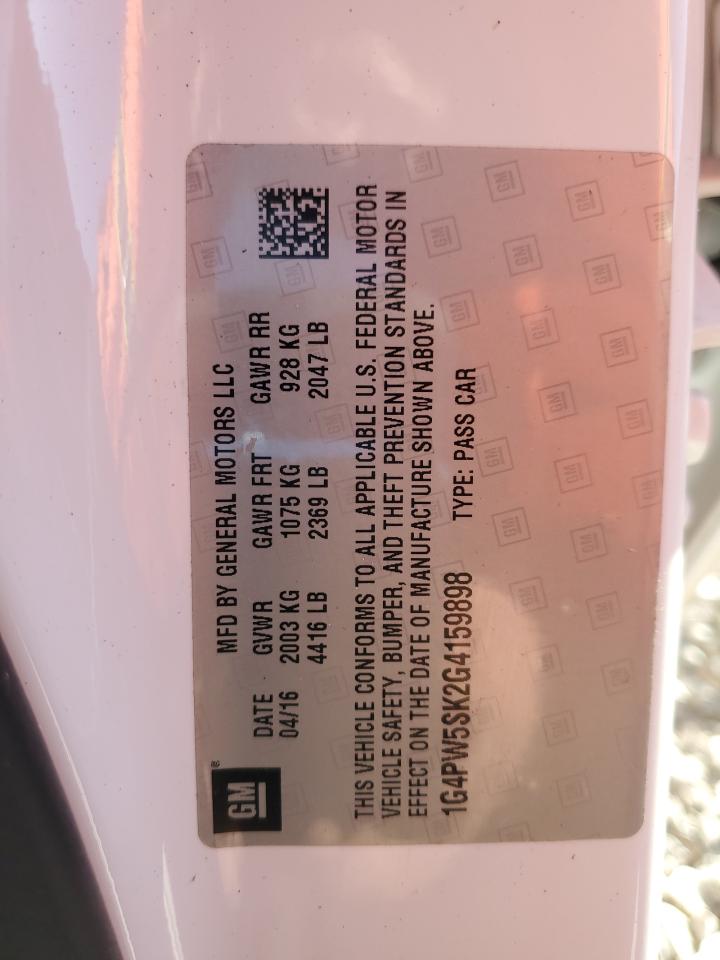 2016 Buick Verano Sport Touring VIN: 1G4PW5SK2G4159898 Lot: 81788345