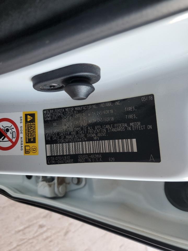 2018 Toyota Highlander Se VIN: 5TDKZRFH2JS544174 Lot: 81777485