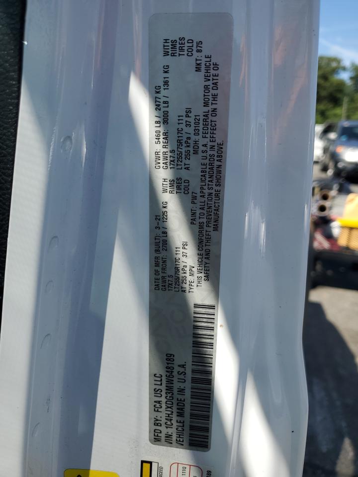 2021 Jeep Wrangler Unlimited Sport VIN: 1C4HJXDG3MW648189 Lot: 71661765