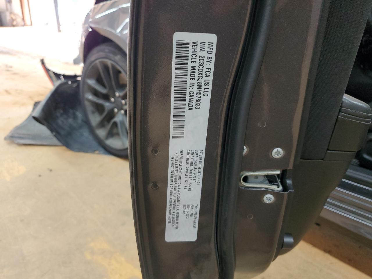 2021 Dodge Charger Scat Pack VIN: 2C3CDXGJ8MH578023 Lot: 80670845