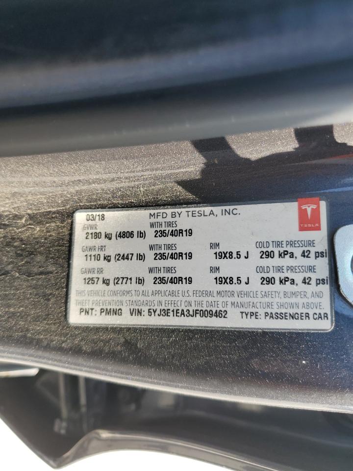 2018 Tesla Model 3 VIN: 5YJ3E1EA3JF009462 Lot: 84293745