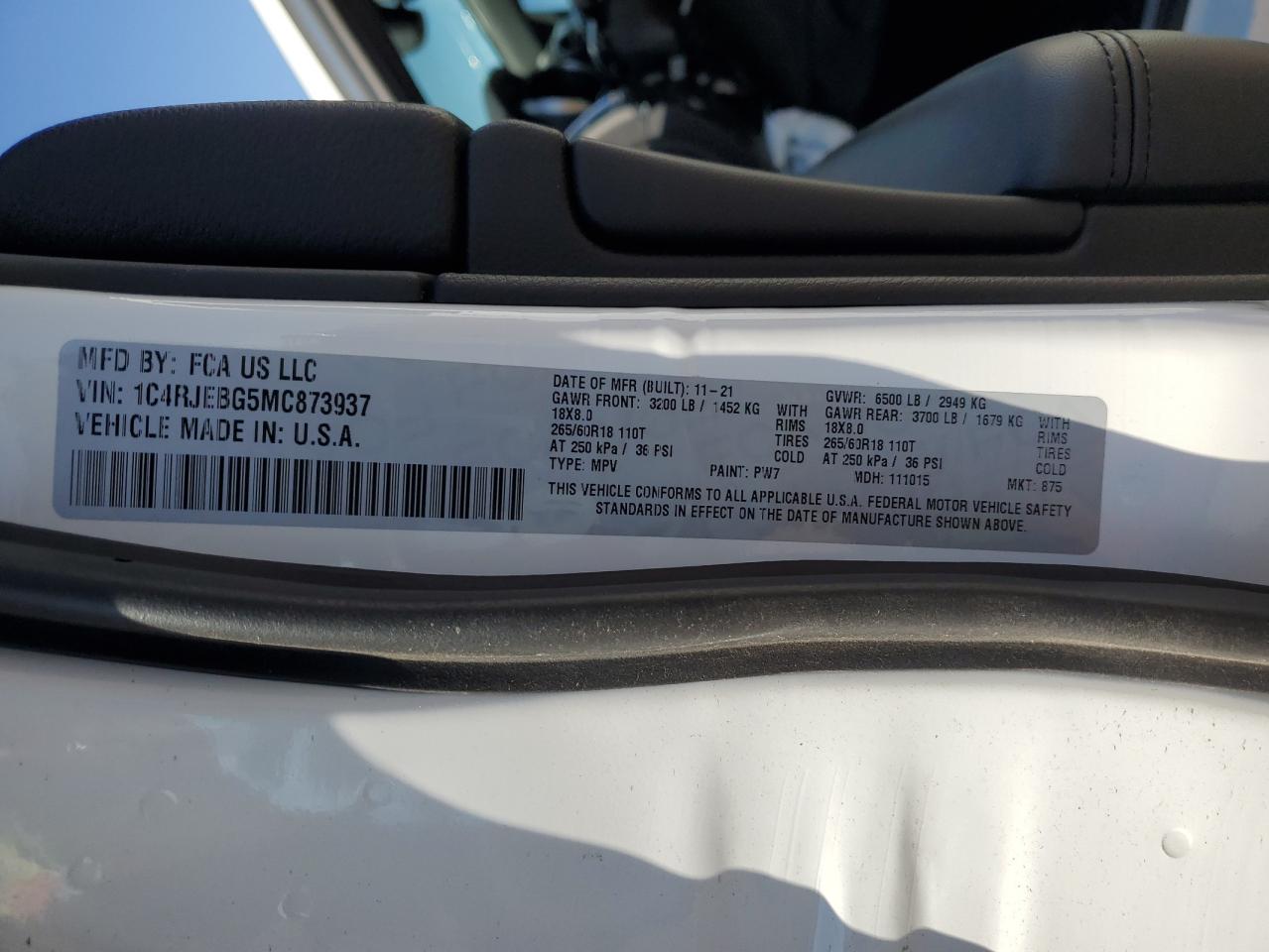 2021 Jeep Grand Cherokee Limited VIN: 1C4RJEBG5MC873937 Lot: 71121215