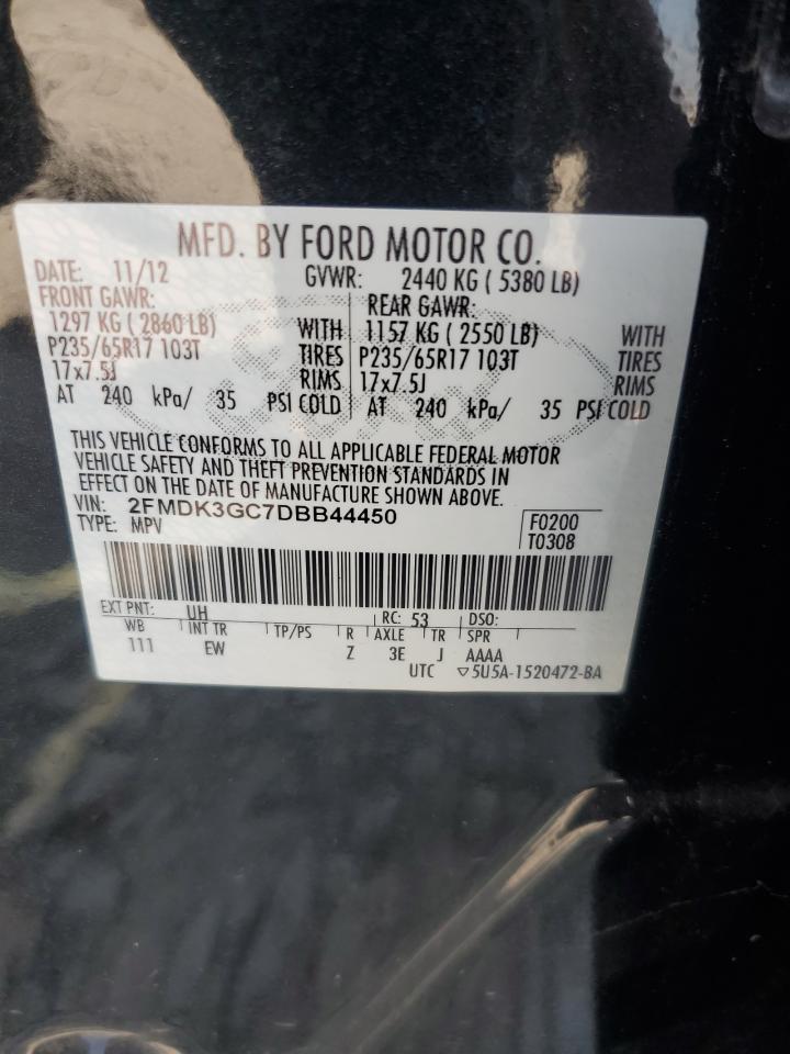 2013 Ford Edge Se VIN: 2FMDK3GC7DBB44450 Lot: 80281465