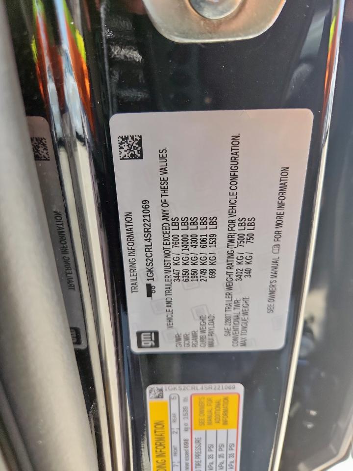 2025 GMC Yukon At4 VIN: 1GKS2CRL4SR221069 Lot: 80961865