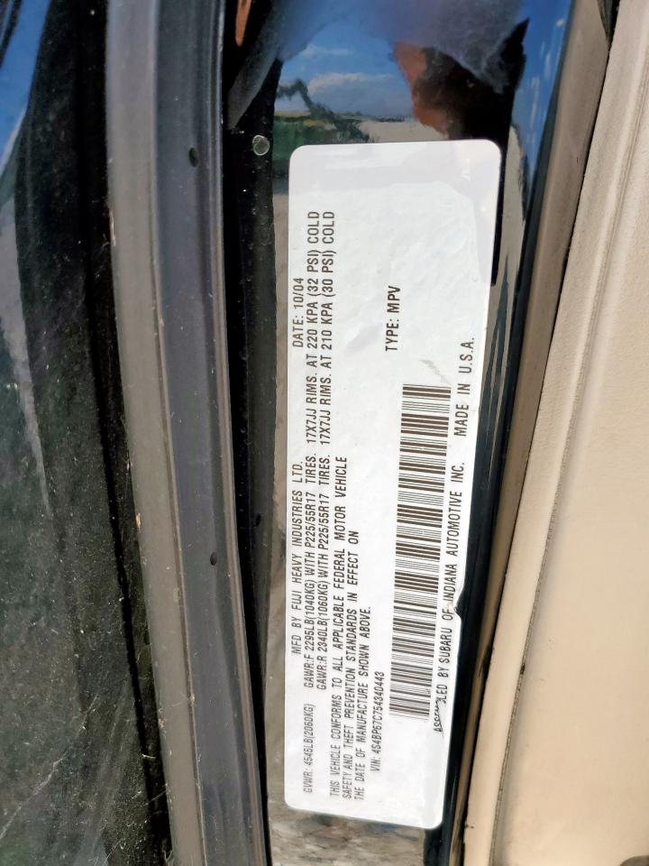 2005 Subaru Legacy Outback 2.5 Xt Limited VIN: 4S4BP67C754340443 Lot: 80711195