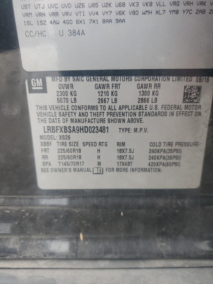 2017 Buick Envision Essence VIN: LRBFXBSA9HD023481 Lot: 82138405