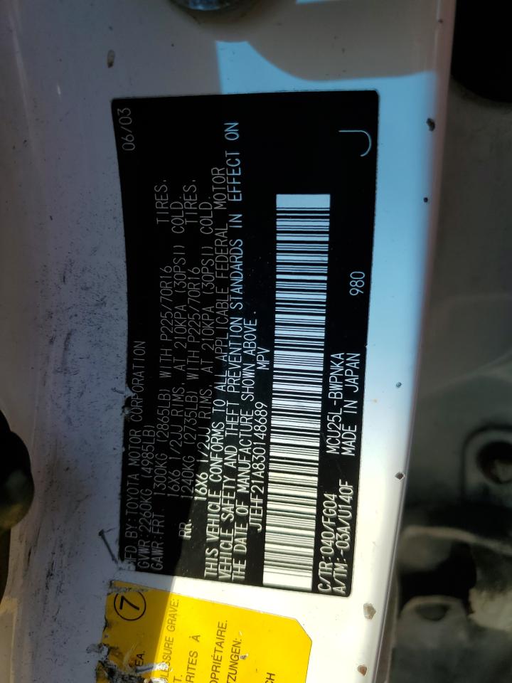 2003 Toyota Highlander Limited VIN: JTEHF21A830148689 Lot: 70856285