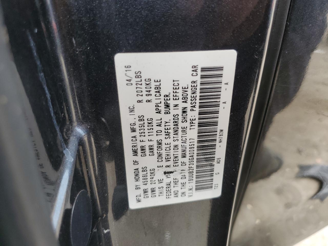 2016 Acura Tlx VIN: 19UUB2F35GA009517 Lot: 82113835