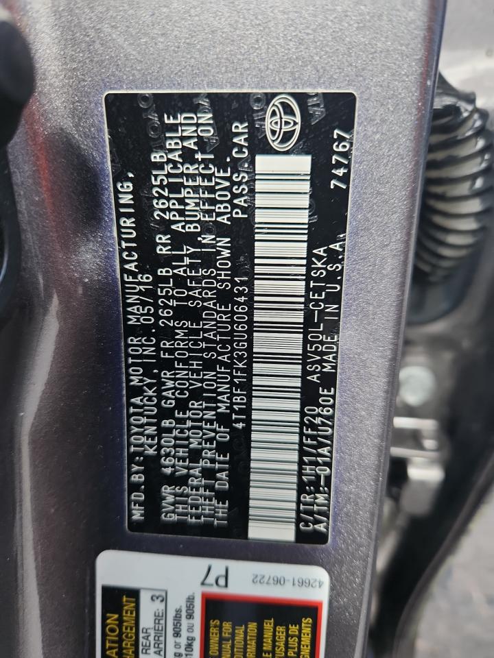 2016 Toyota Camry Le VIN: 4T1BF1FK3GU606431 Lot: 84799725