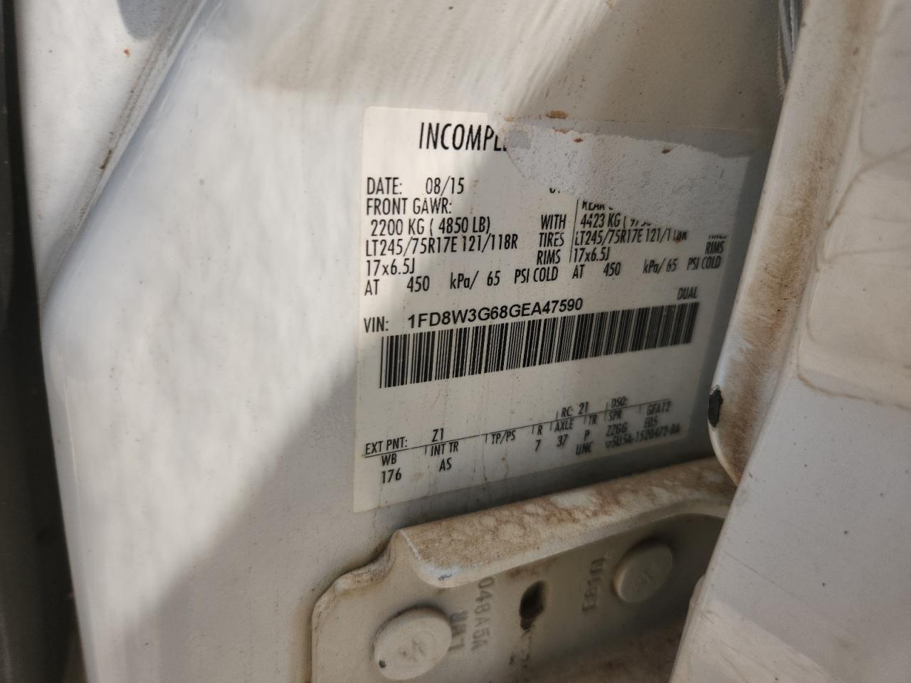 2016 Ford F350 Super Duty VIN: 1FD8W3G68GEA47590 Lot: 81184185