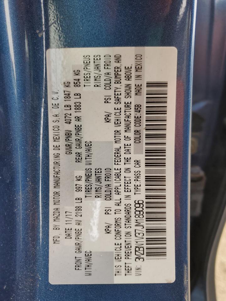 2018 Mazda 3 Touring VIN: 3MZBN1V37JM189096 Lot: 83971415