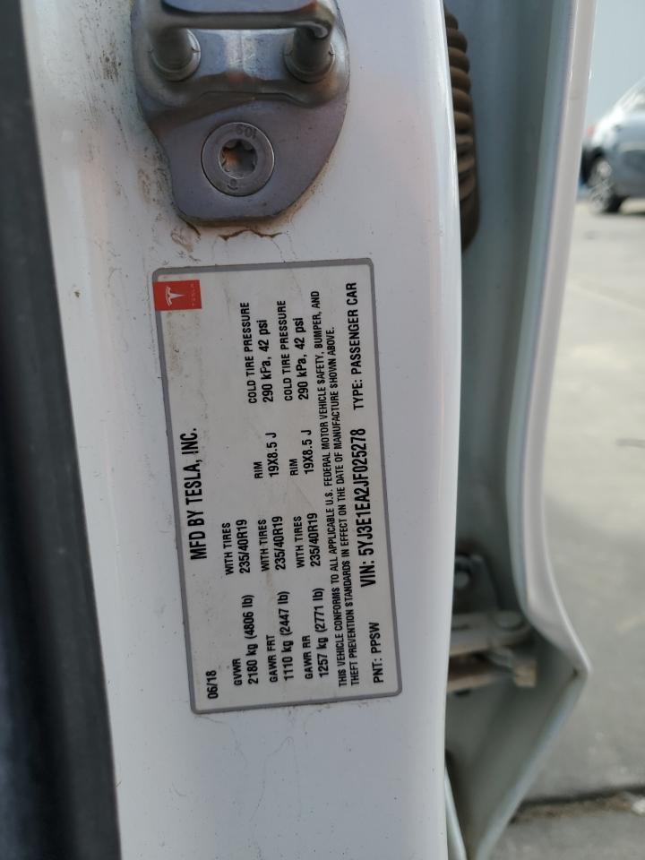 2018 Tesla Model 3 VIN: 5YJ3E1EA2JF025278 Lot: 82147455