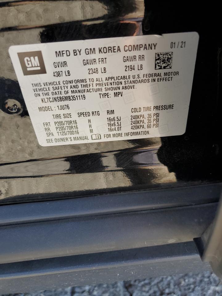 2021 Chevrolet Trax Ls VIN: KL7CJNSB6MB351119 Lot: 70310685