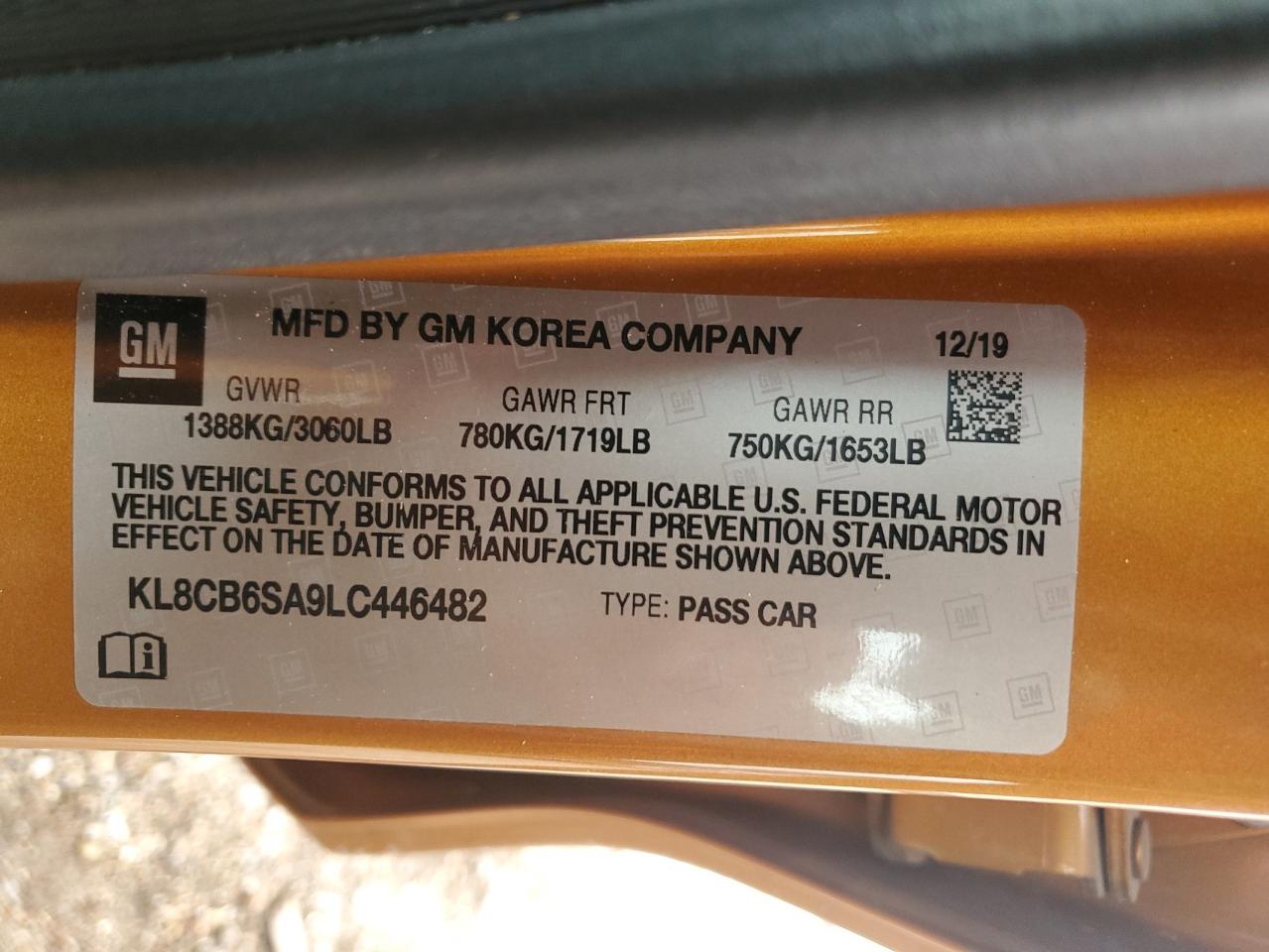 2020 Chevrolet Spark Ls VIN: KL8CB6SA9LC446482 Lot: 81699225