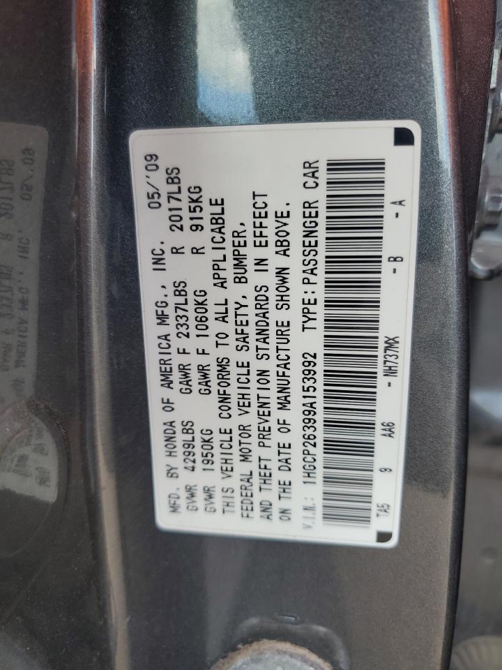 2009 Honda Accord Lx VIN: 1HGCP26399A153992 Lot: 71814125