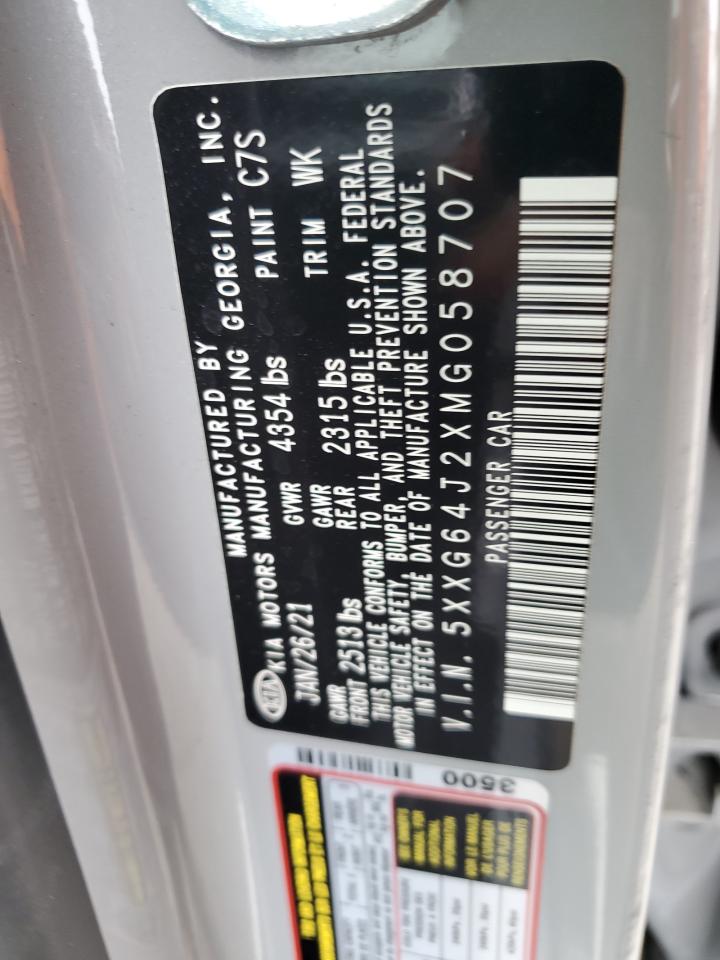 2021 Kia K5 Gt Line VIN: 5XXG64J2XMG058707 Lot: 81335125