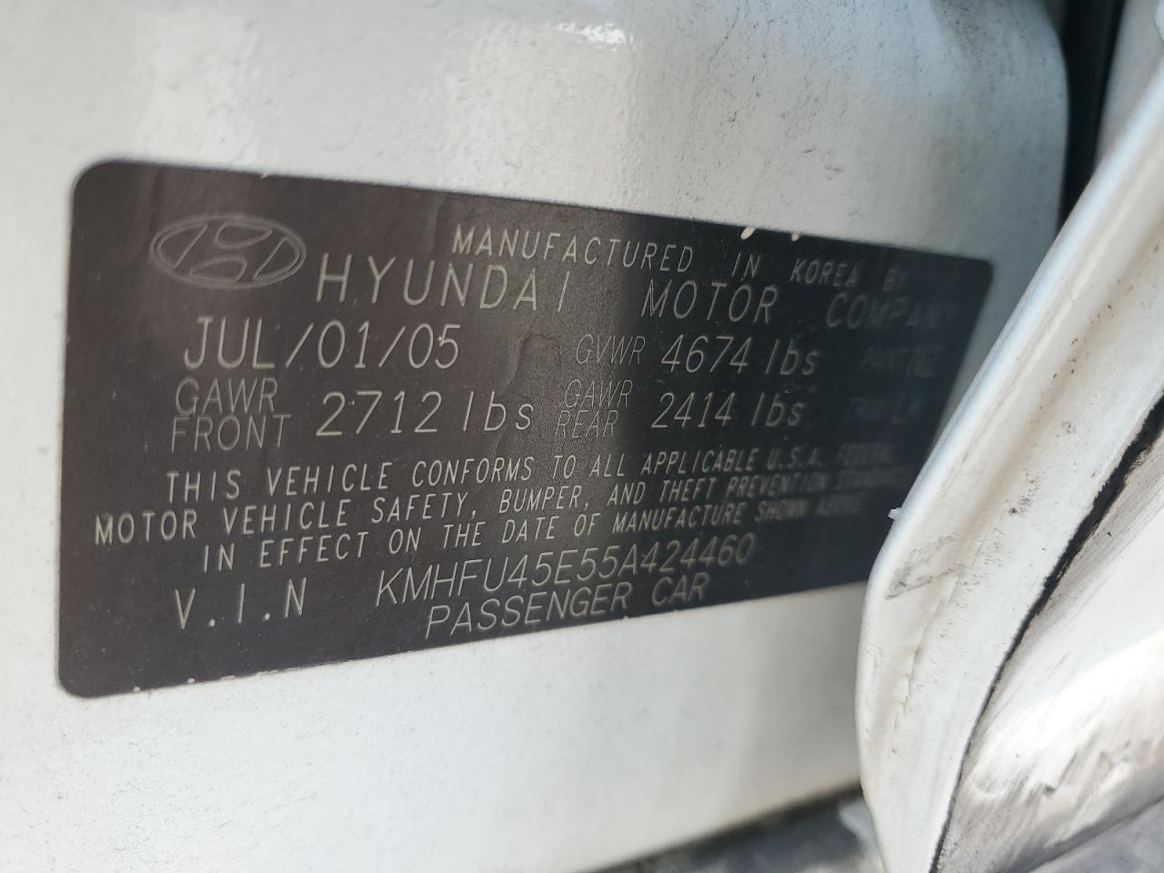 2005 Hyundai Xg 350 VIN: KMHFU45E55A424460 Lot: 80562885