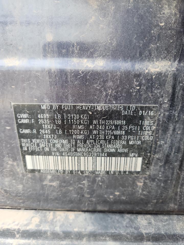 2016 Subaru Outback 2.5I Limited VIN: 4S4BSBNC9G3291944 Lot: 81555835