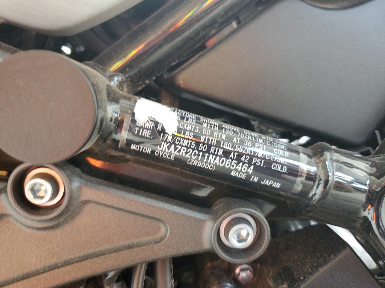 2022 Kawasaki Zr900 R VIN: JKAZR2C11NA065464 Lot: 80321915