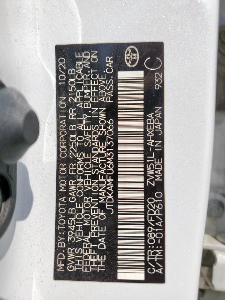 2021 Toyota Prius Special Edition VIN: JTDKAMFU6M3137066 Lot: 82100585