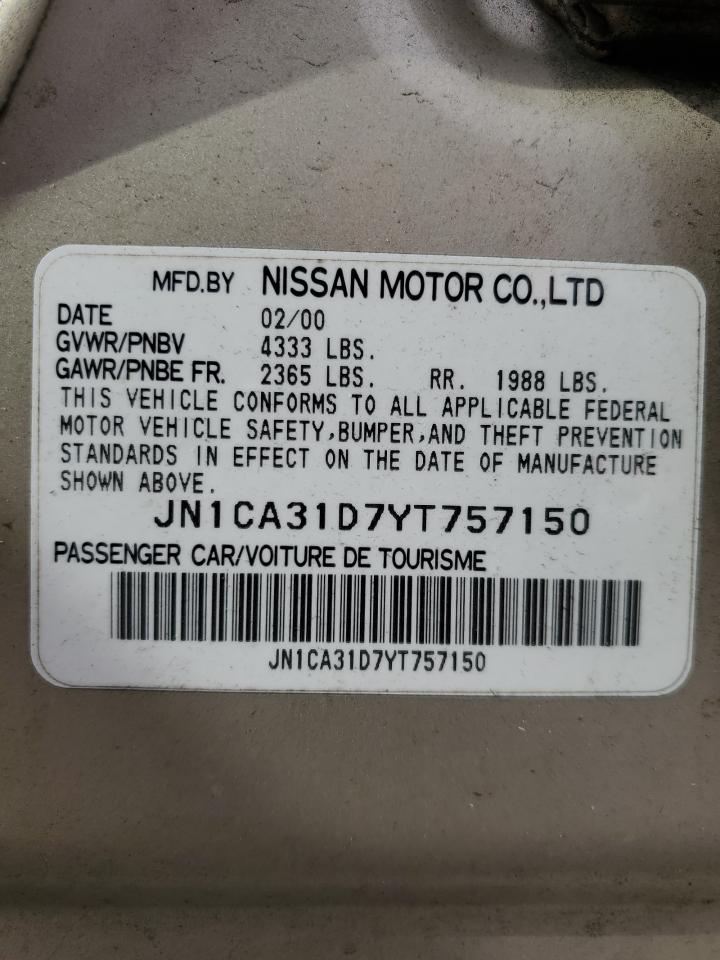 2000 Nissan Maxima Gle VIN: JN1CA31D7YT757150 Lot: 80630865