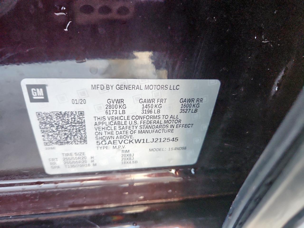 2020 Buick Enclave Avenir VIN: 5GAEVCKW1LJ212545 Lot: 84228865