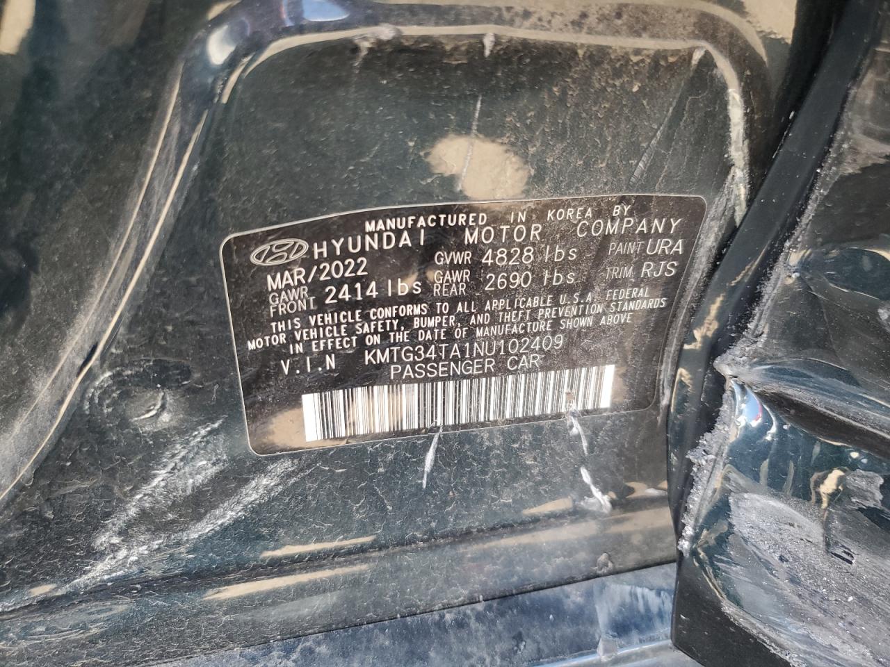 2022 Genesis G70 Base VIN: KMTG34TA1NU102409 Lot: 71267445