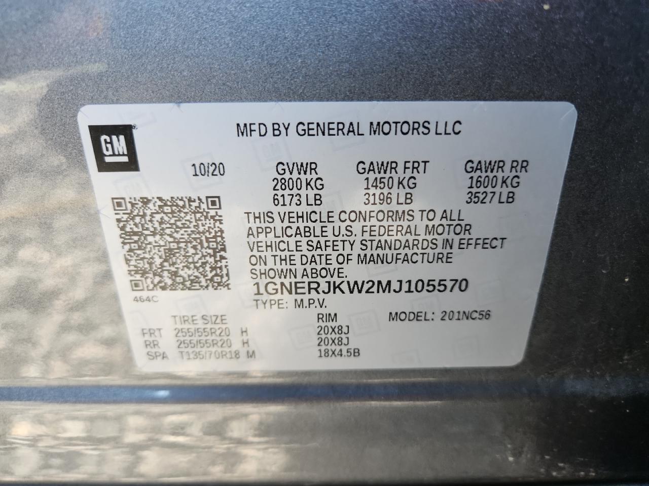 2021 Chevrolet Traverse Rs VIN: 1GNERJKW2MJ105570 Lot: 84199315