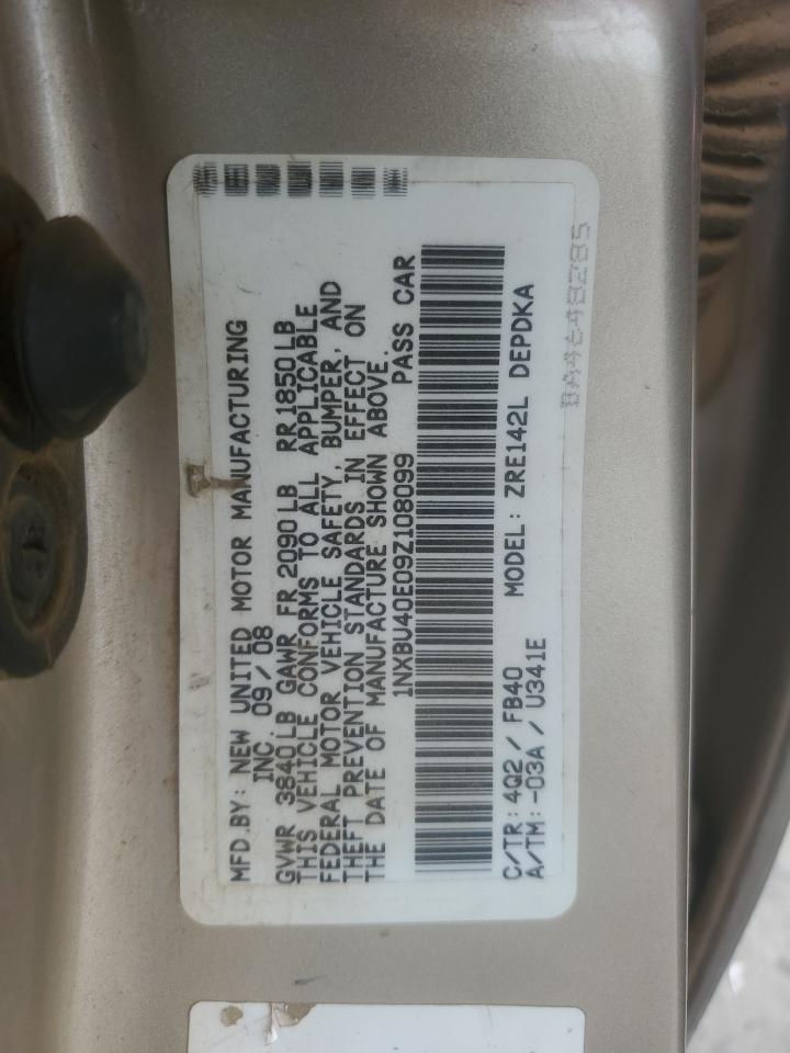 2009 Toyota Corolla Base VIN: 1NXBU40E09Z108099 Lot: 81235125