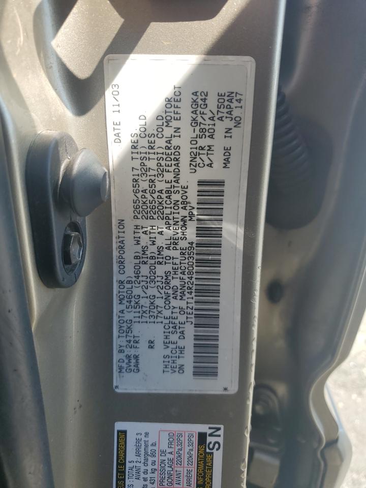 2004 Toyota 4Runner Sr5 VIN: JTEZT14R248003594 Lot: 80987945