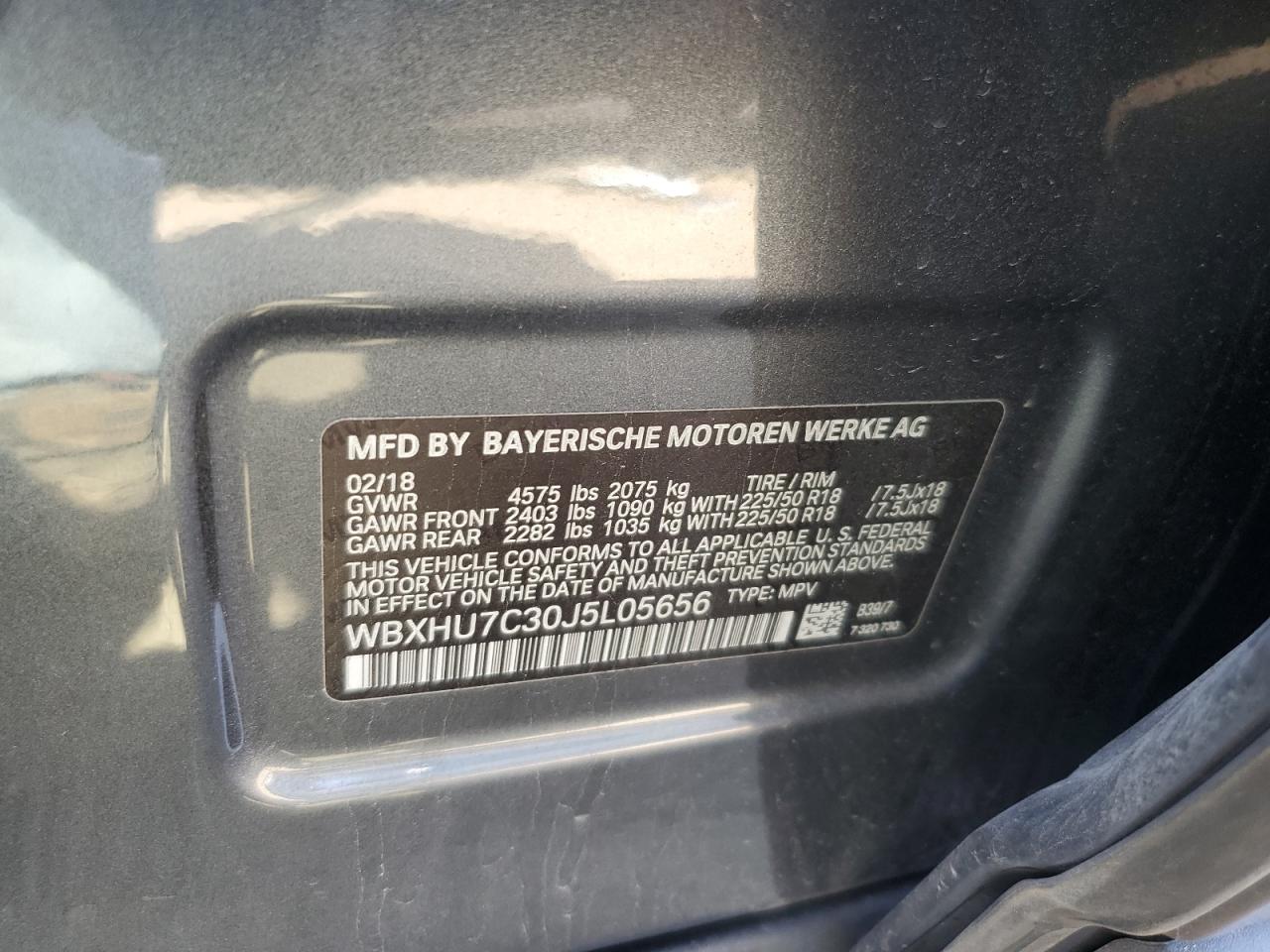 2018 BMW X1 Sdrive28I VIN: WBXHU7C30J5L05656 Lot: 83810555