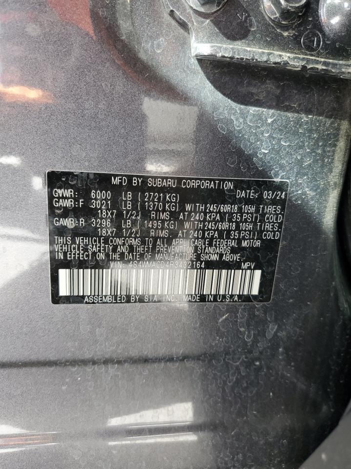 2024 Subaru Ascent Premium VIN: 4S4WMACD4R3432164 Lot: 70905125