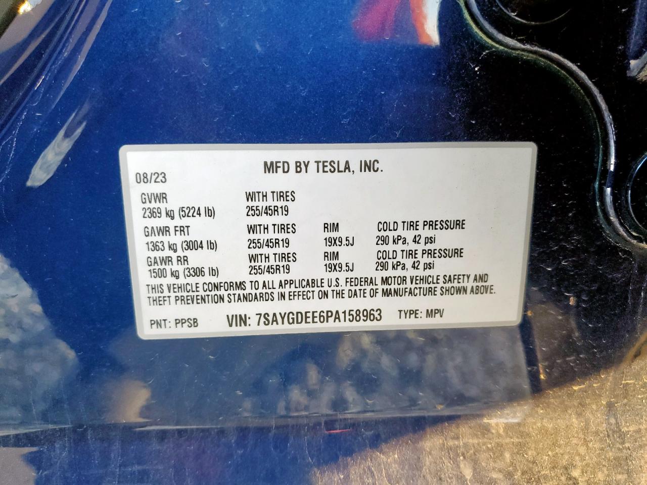 2023 Tesla Model Y VIN: 7SAYGDEE6PA158963 Lot: 82094615