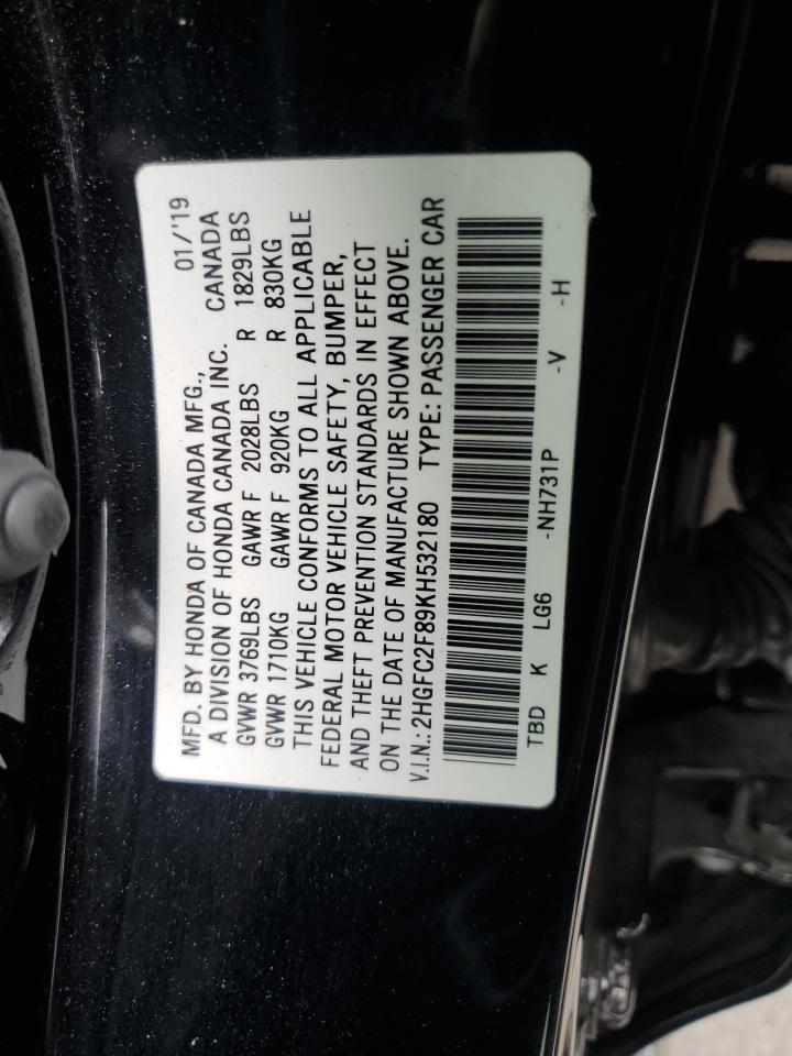 2019 Honda Civic Sport VIN: 2HGFC2F89KH532180 Lot: 84044235