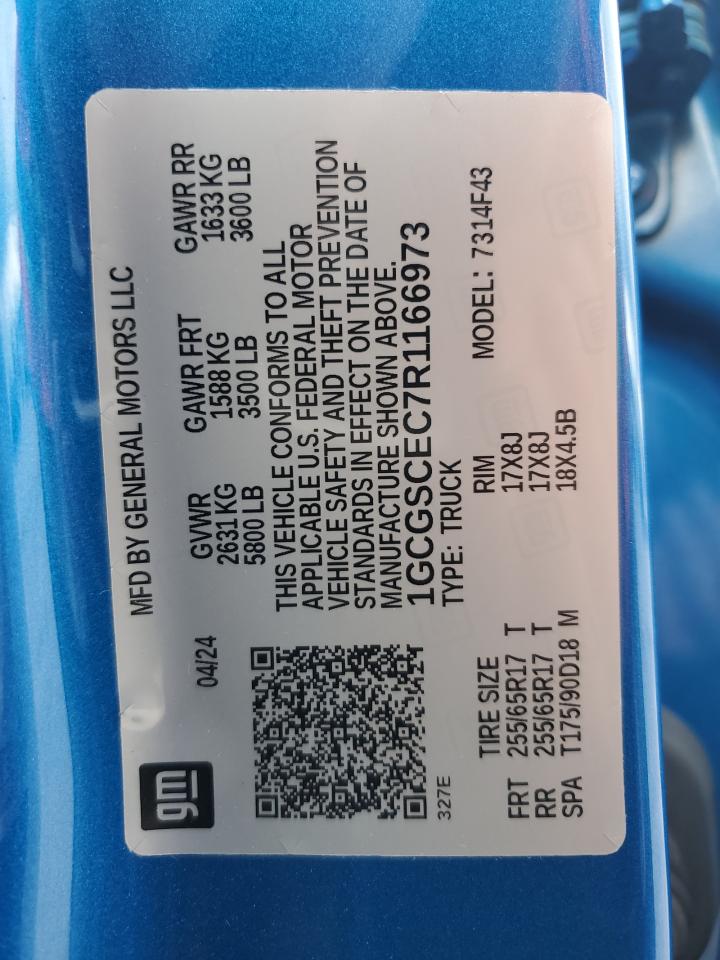 2024 Chevrolet Colorado Lt VIN: 1GCGSCEC7R1166973 Lot: 81811045