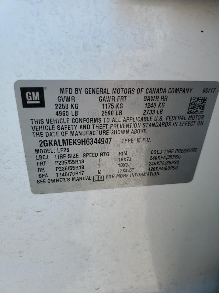 2017 GMC Terrain Sle VIN: 2GKALMEK9H6344947 Lot: 80624045