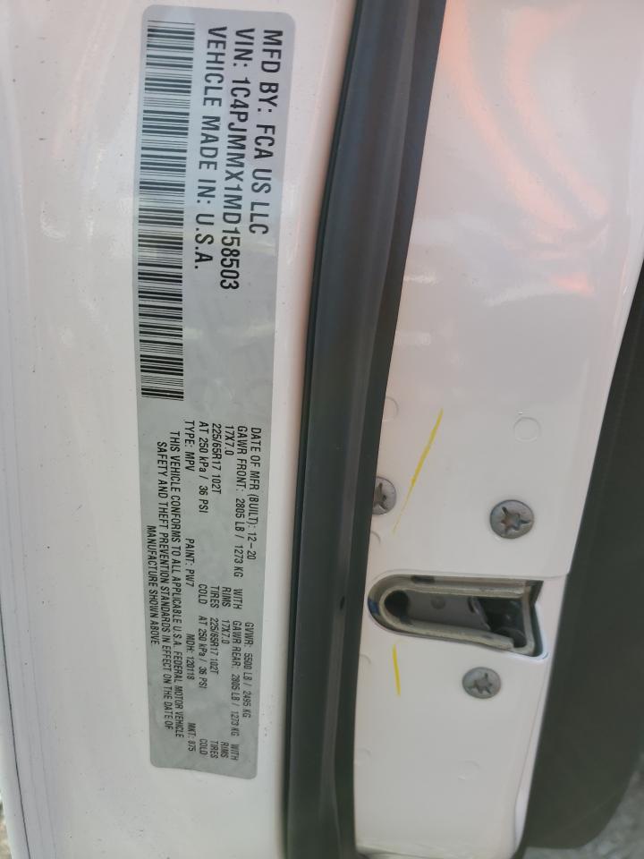 2021 Jeep Cherokee Latitude Lux VIN: 1C4PJMMX1MD158503 Lot: 83851155