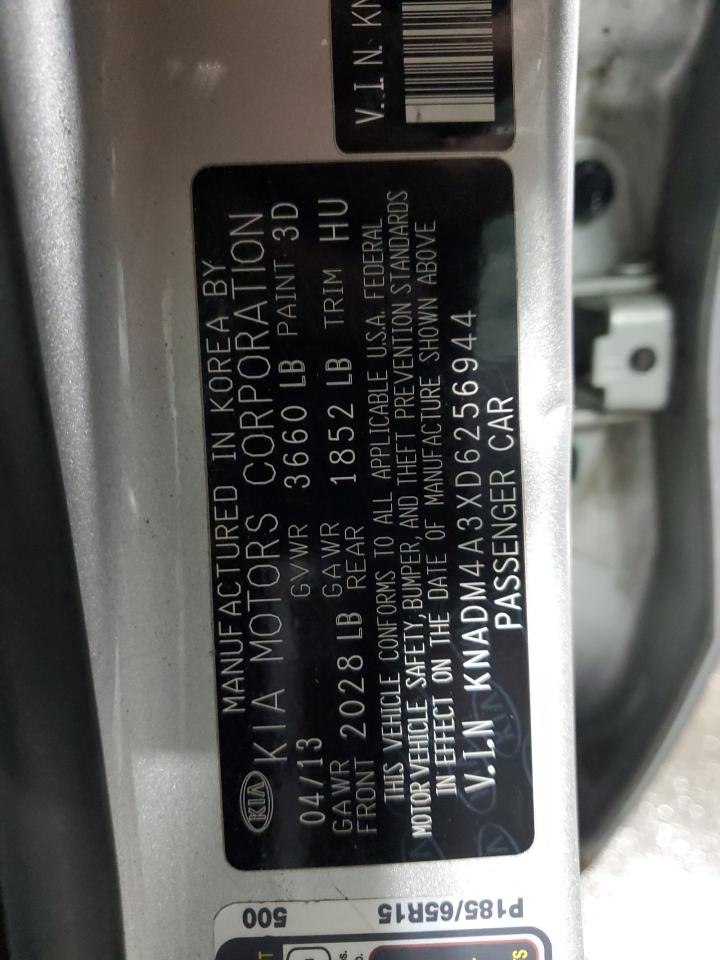 2013 Kia Rio Lx VIN: KNADM4A3XD6256944 Lot: 71668595