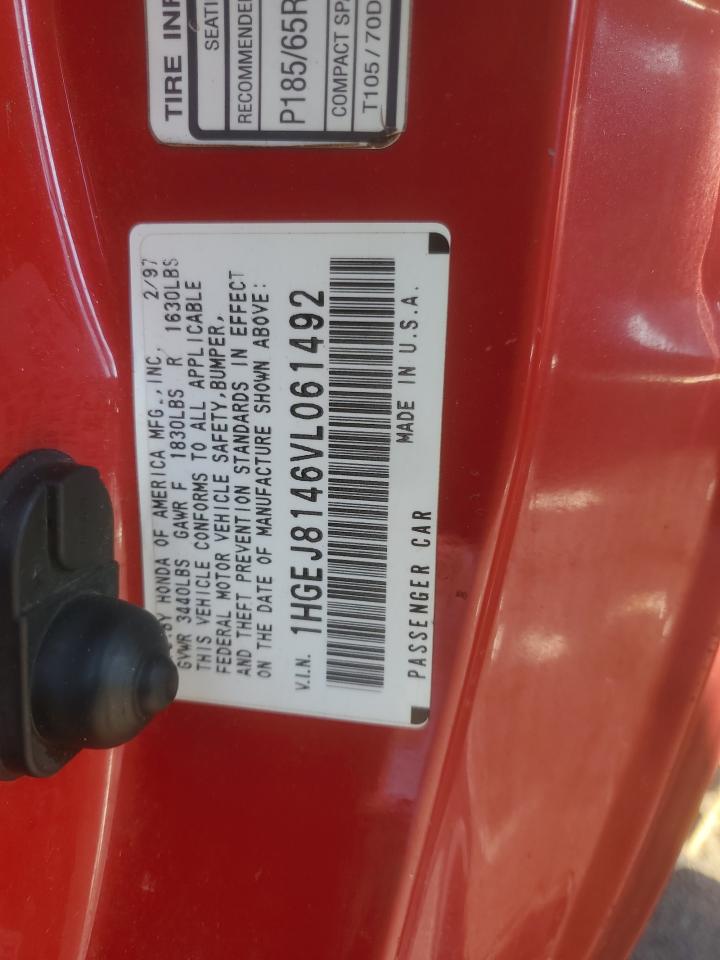 1997 Honda Civic Ex VIN: 1HGEJ8146VL061492 Lot: 68501535