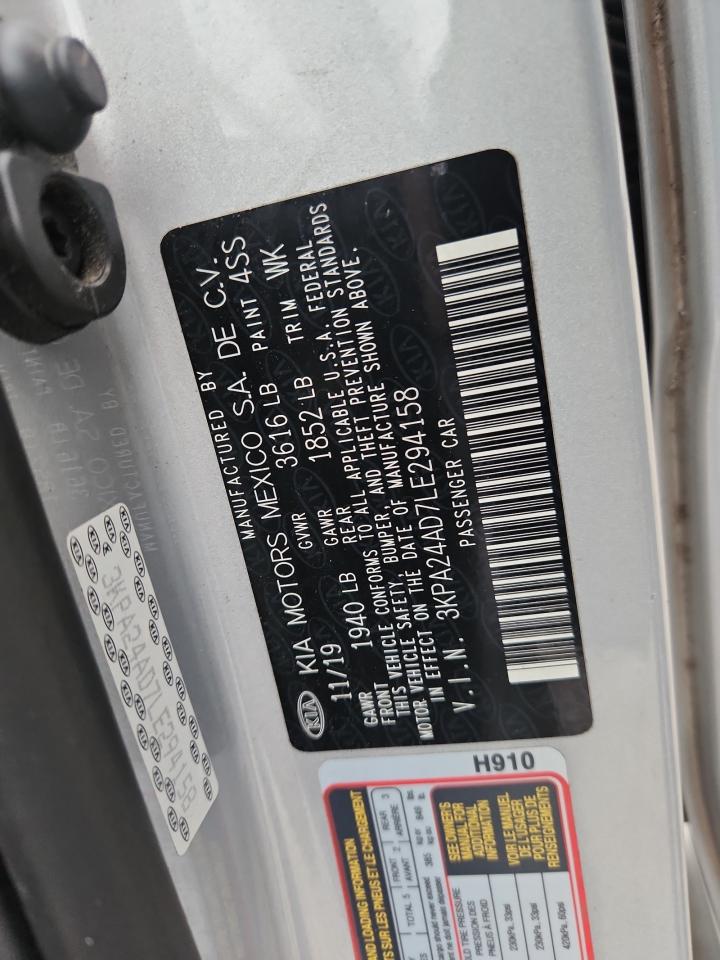 2020 Kia Rio Lx VIN: 3KPA24AD7LE294158 Lot: 84042395