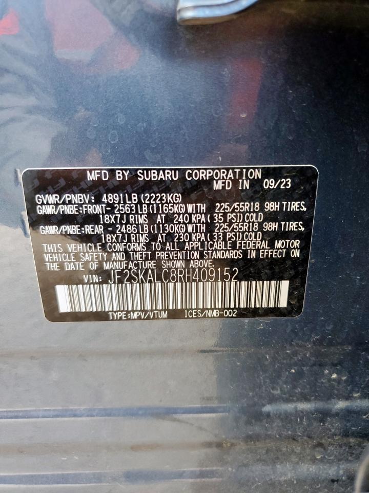 2024 Subaru Forester Limited VIN: JF2SKALC8RH409152 Lot: 83935185