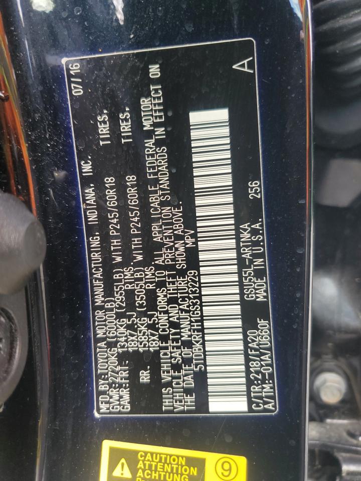 2016 Toyota Highlander Le VIN: 5TDBKRFH1GS313229 Lot: 84237555