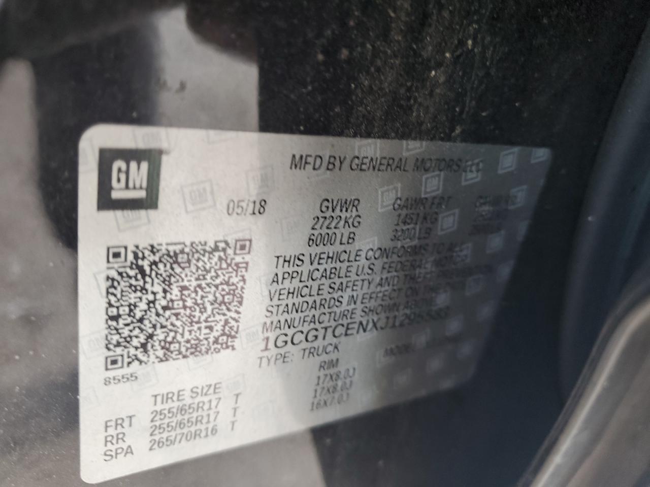 2018 Chevrolet Colorado Lt VIN: 1GCGTCENXJ1295583 Lot: 72040795